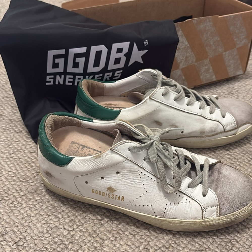 Golden Goose White and Green sneaker